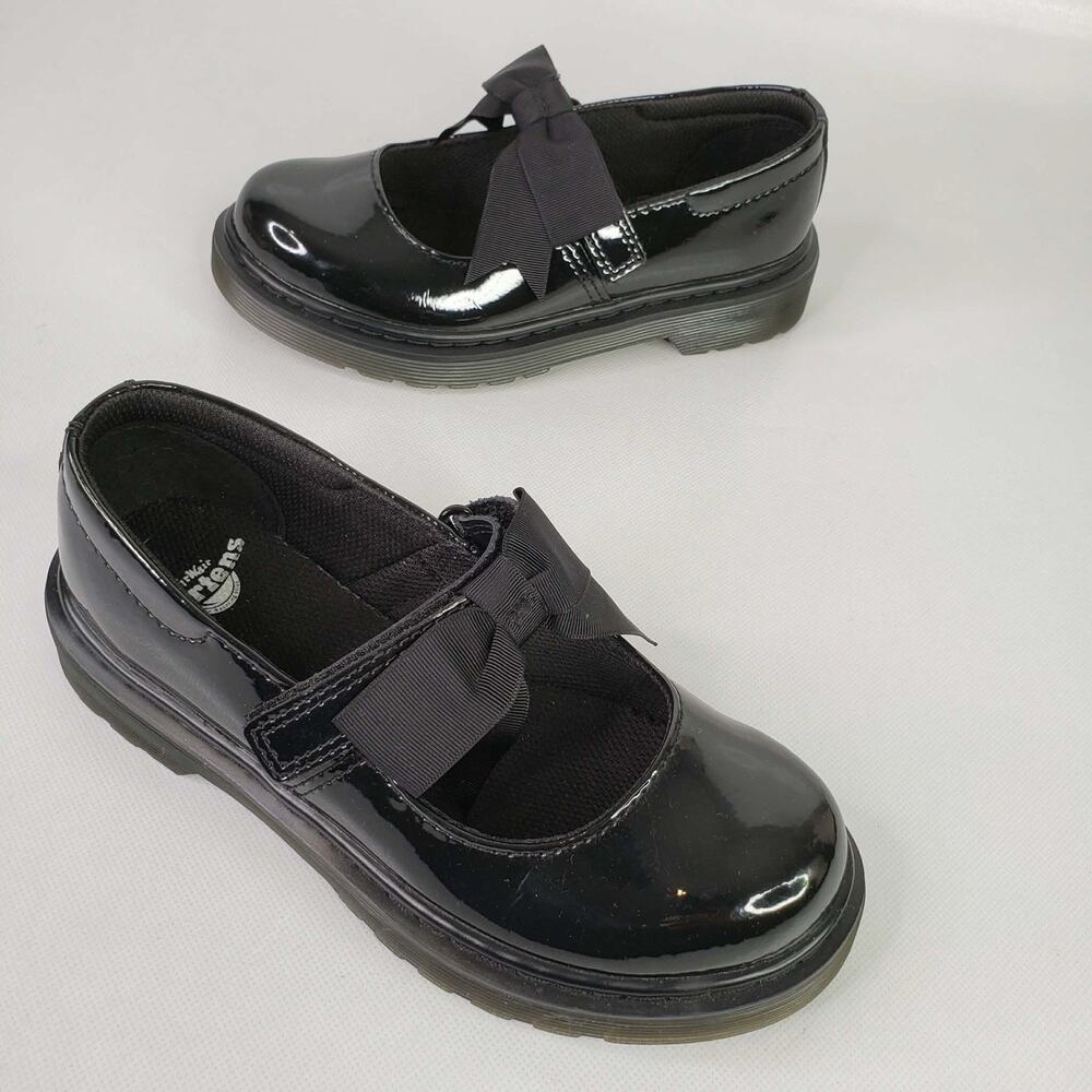 Doc Martens Marcy ll Patent Leather Bow Black Mary Jane Girls Size 1 - Picture 1 of 9